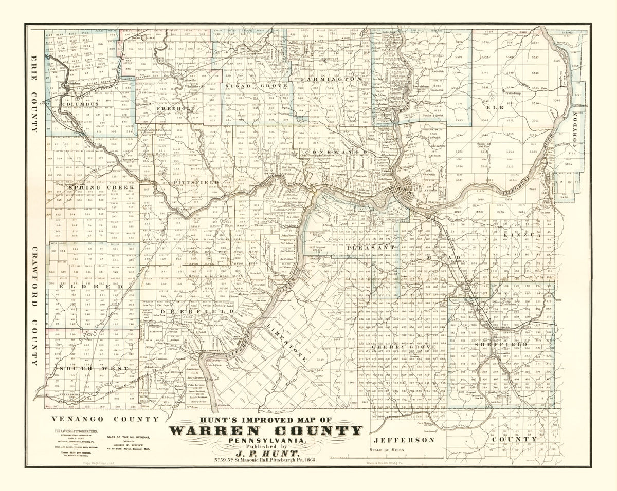 Preview of Vintage Map of Warren County, Pennsylvania 1865