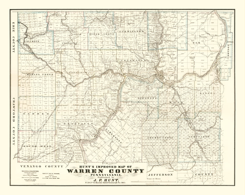 Size comparison using Vintage Map of Warren County, Pennsylvania 1865