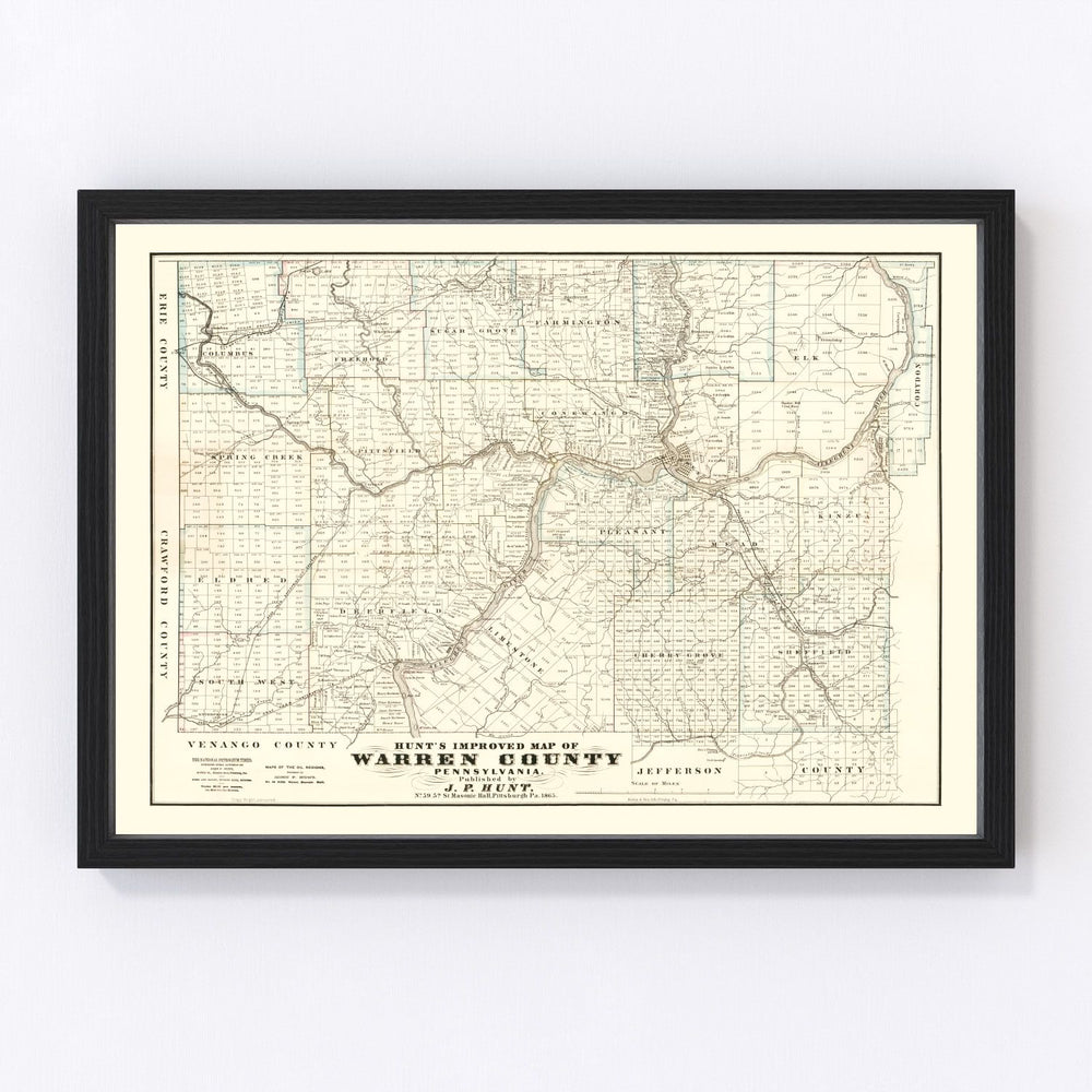 Warren County Vintage Map 1865
