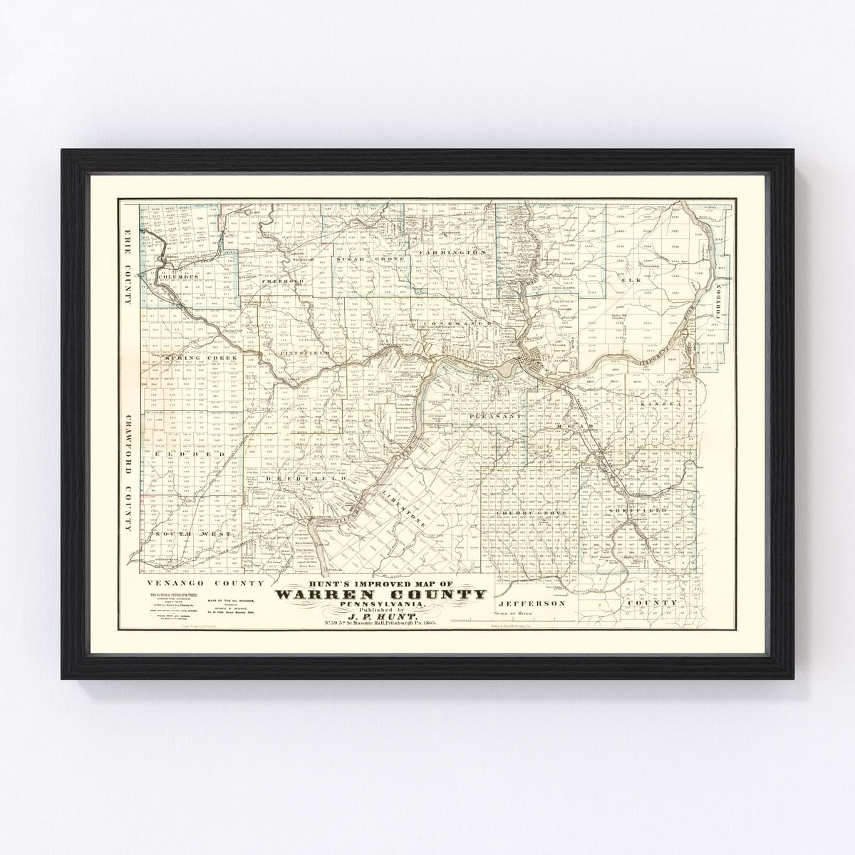 Warren County Vintage Map 1865