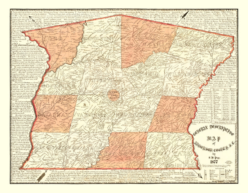 Size comparison using Vintage Map of Anderson County, South Carolina 1877