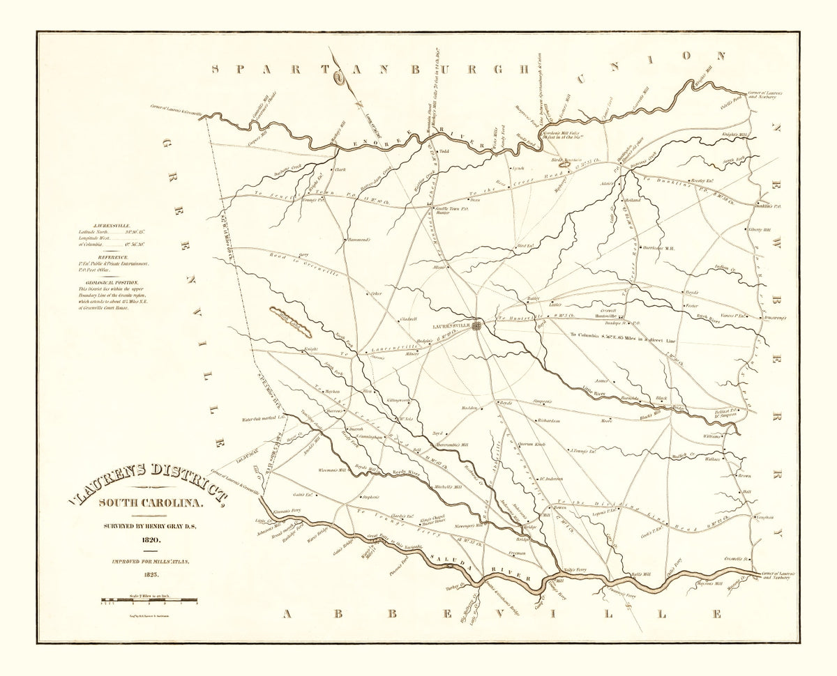 Preview of Vintage Map of Laurens County, South Carolina 1825