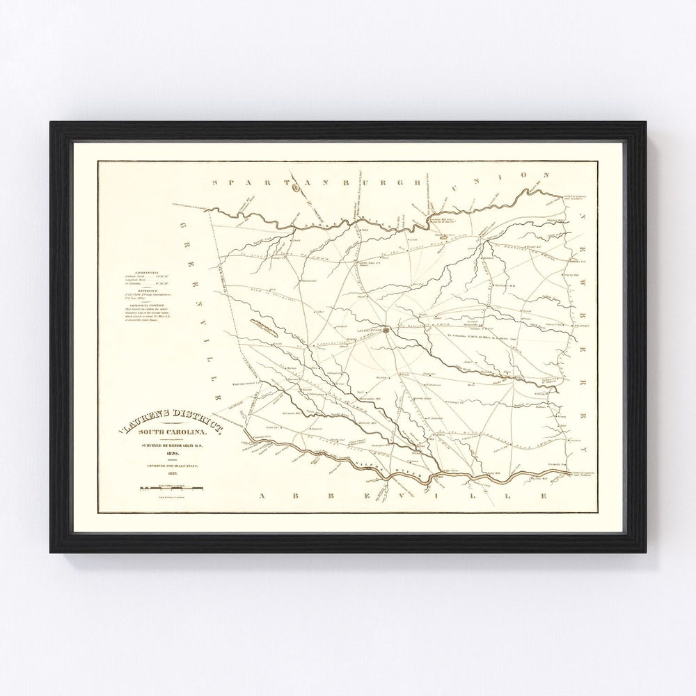 Laurens County Vintage Map 1825