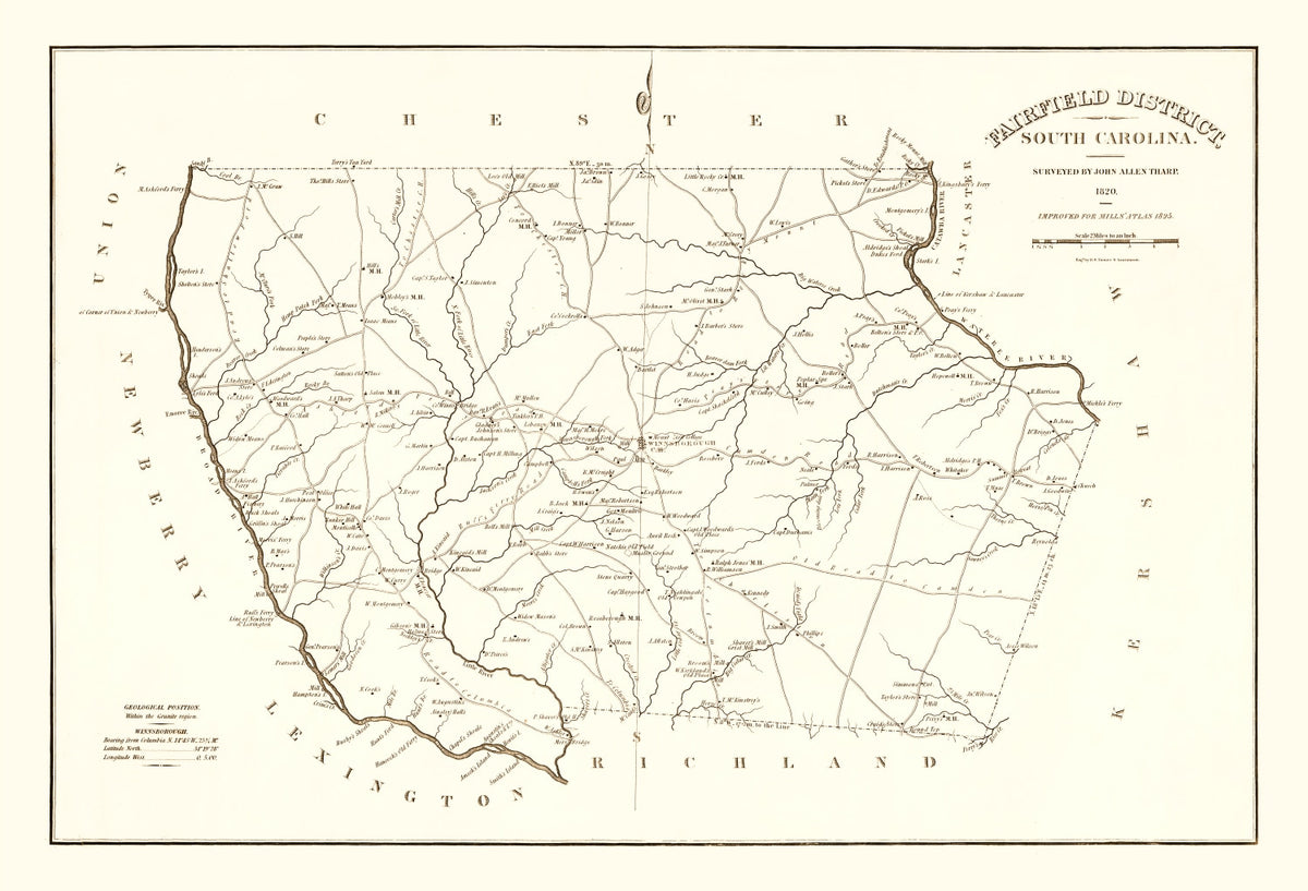 Preview of Vintage Map of Fairfield County, South Carolina 1825