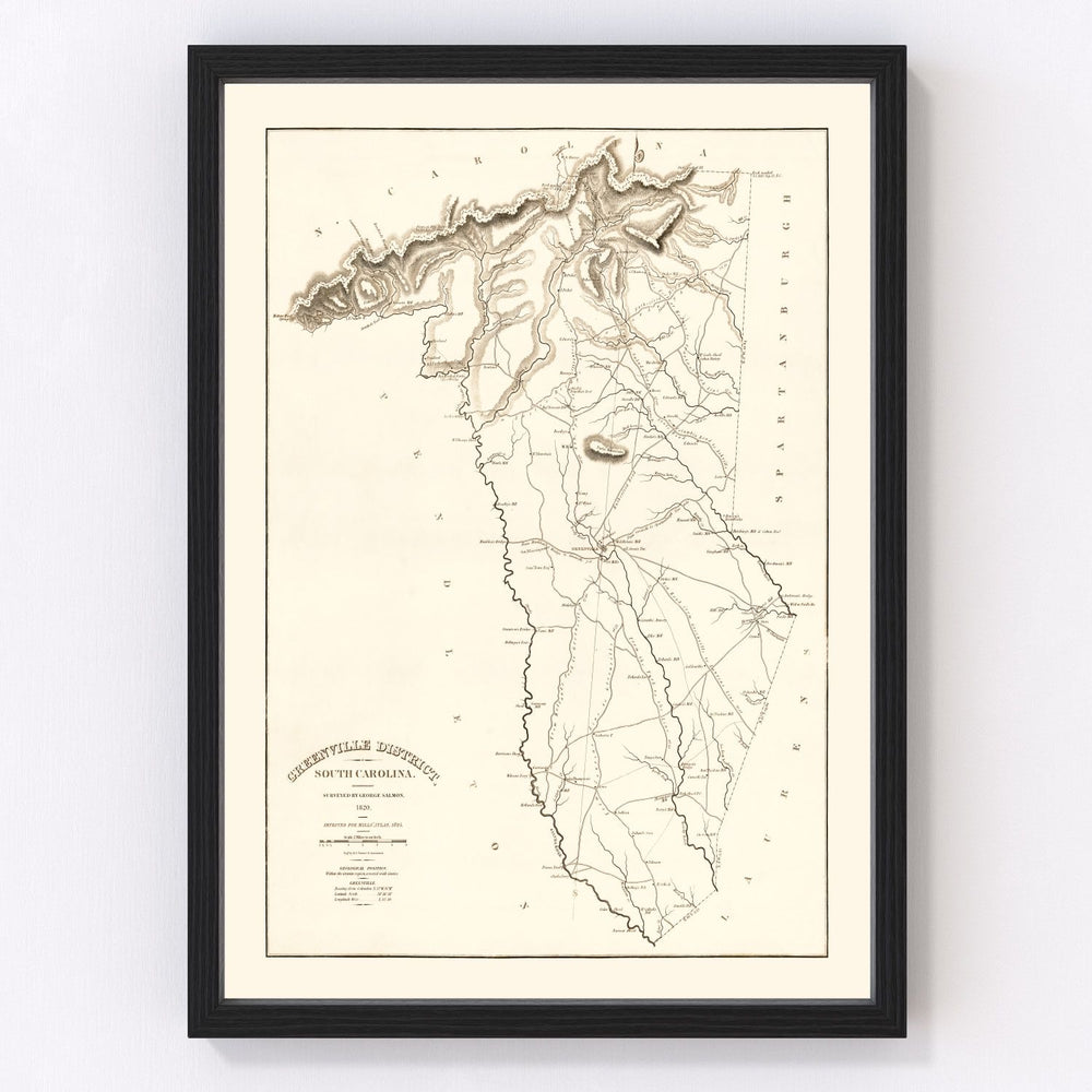 Greenville County Vintage Map 1825
