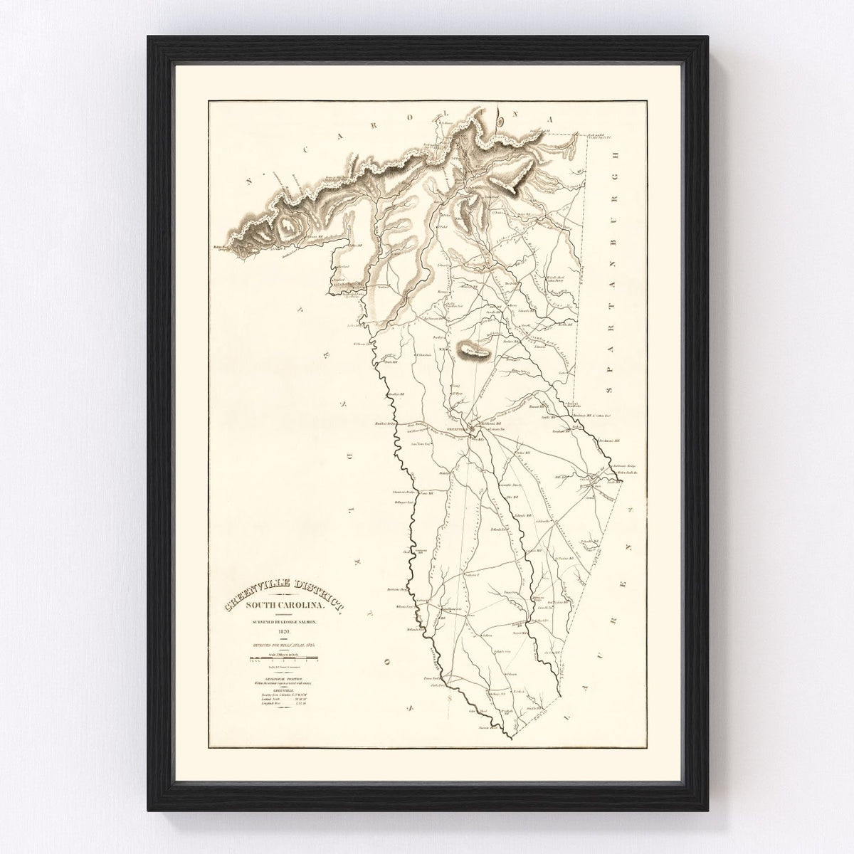 Greenville County Vintage Map 1825