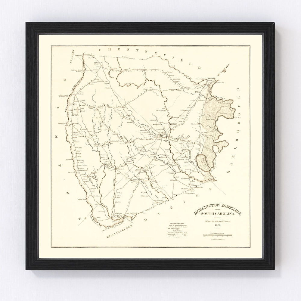 Darlington County Vintage Map 1825