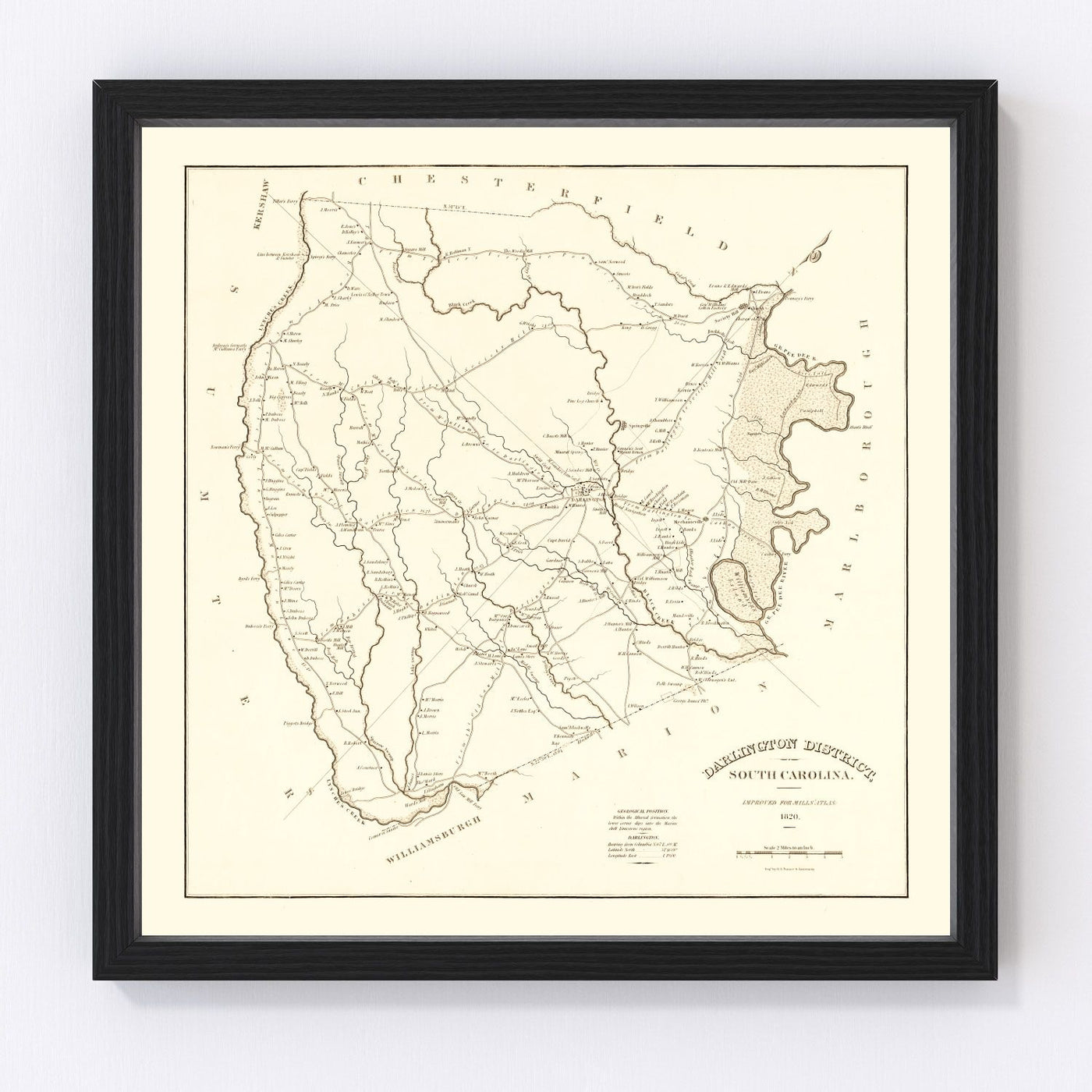 Darlington County Vintage Map 1825