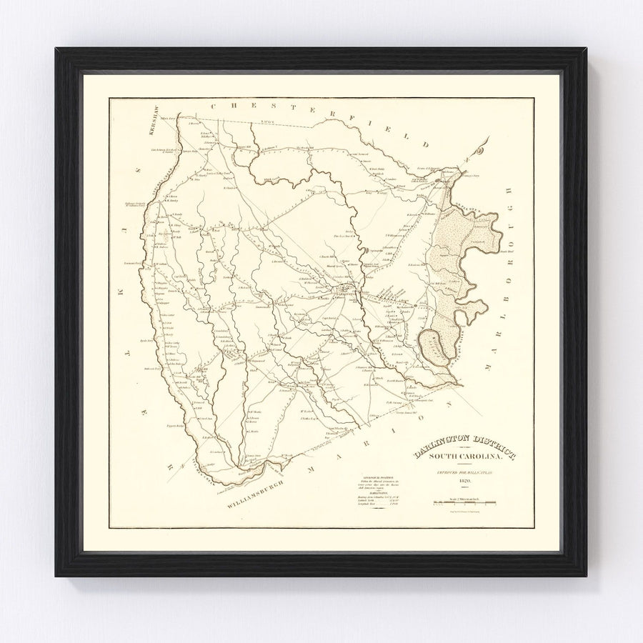 Darlington County Vintage Map 1825