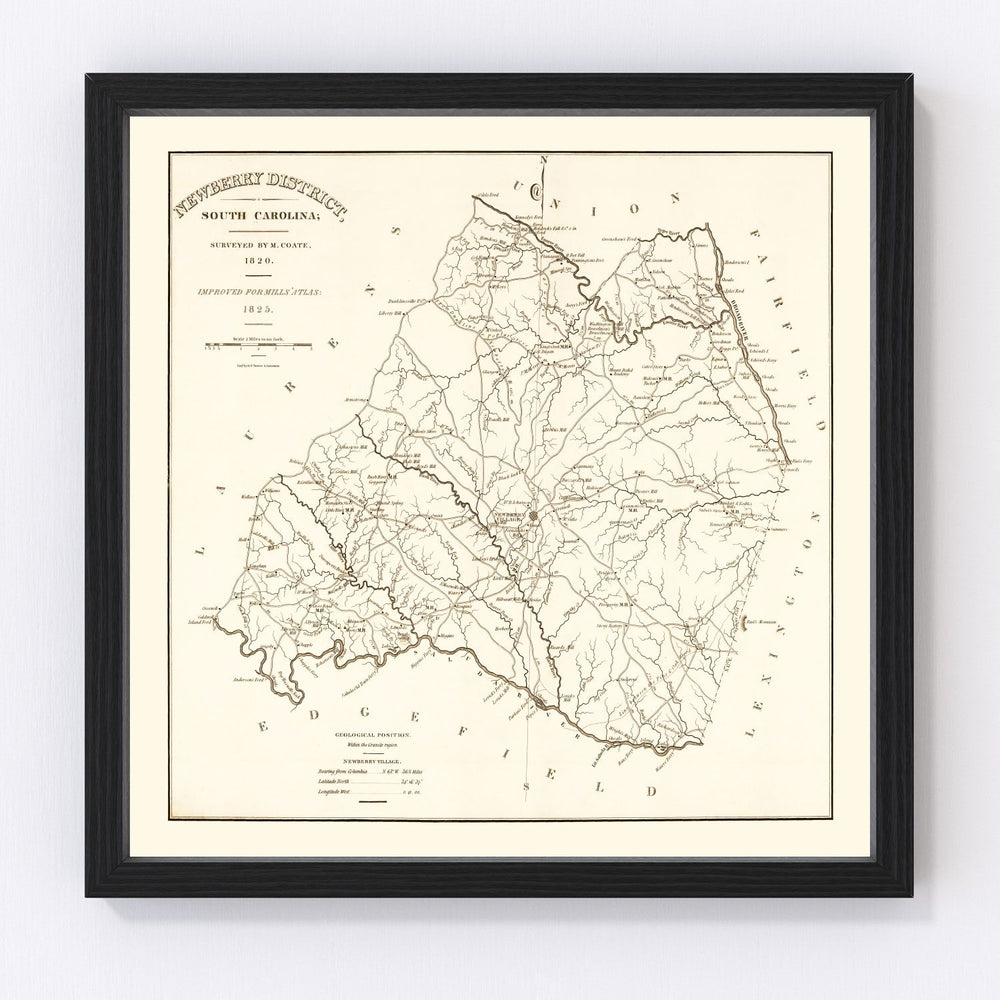 Newberry County Vintage Map 1820