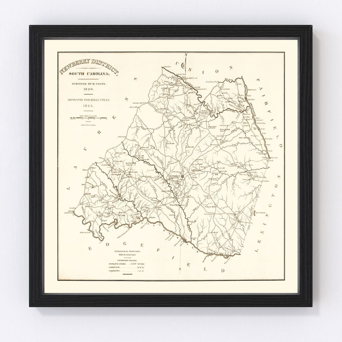 Newberry County Vintage Map 1820