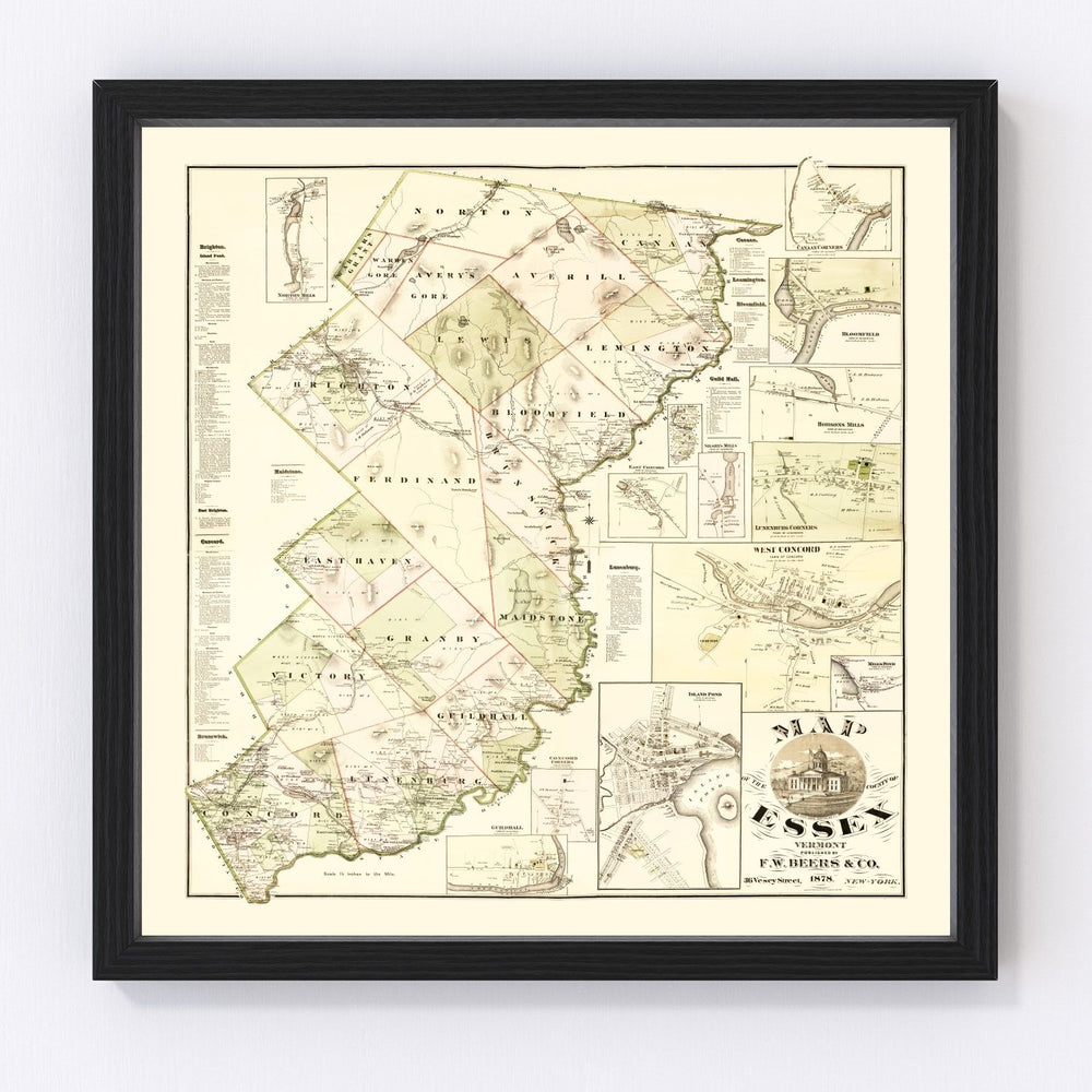 Essex County Vintage Map 1878
