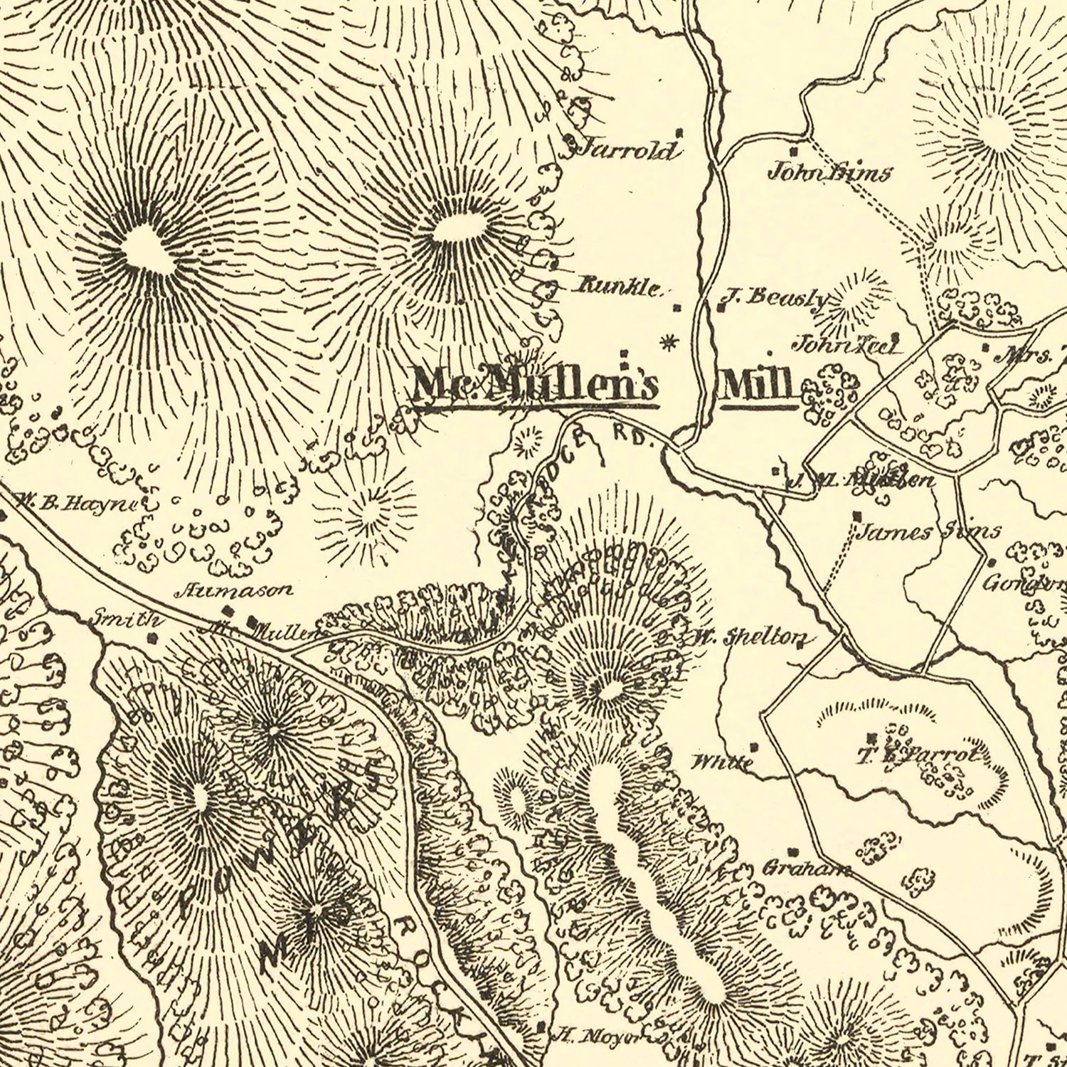 Restored historic details from the 1875 county map of Greene County, Virginia