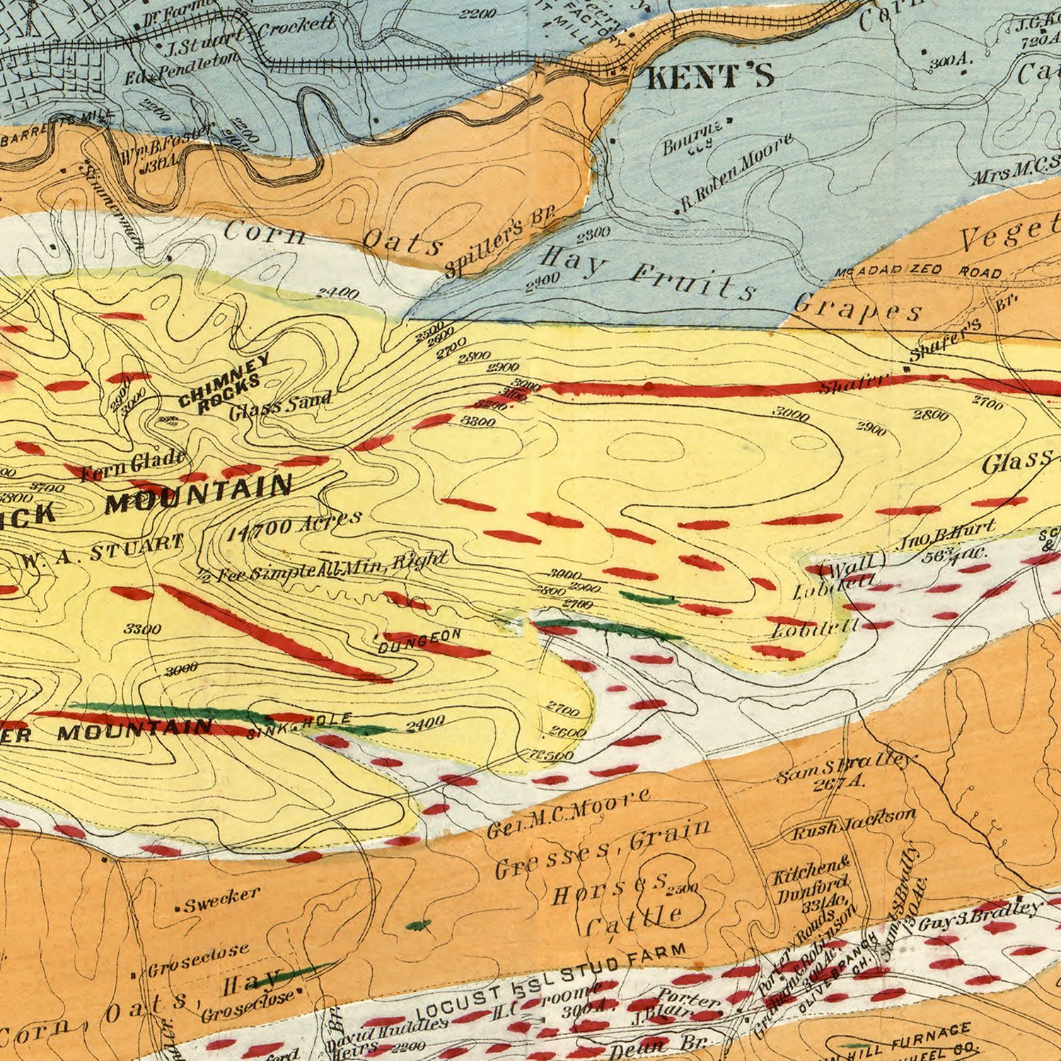 Restored historic details from the 1890 county map of Wythe County, Virginia