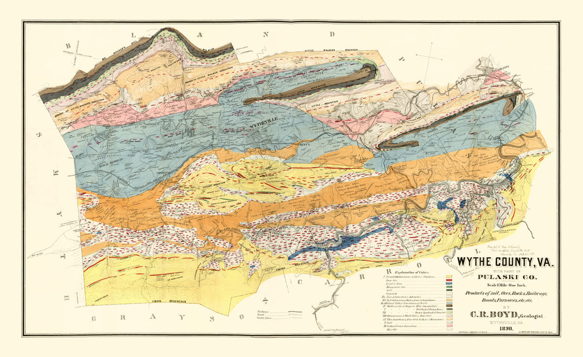 Preview of Vintage Map of Wythe County, Virginia 1890
