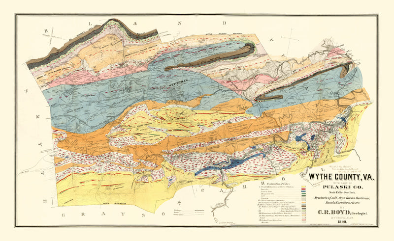 Size comparison using Vintage Map of Wythe County, Virginia 1890