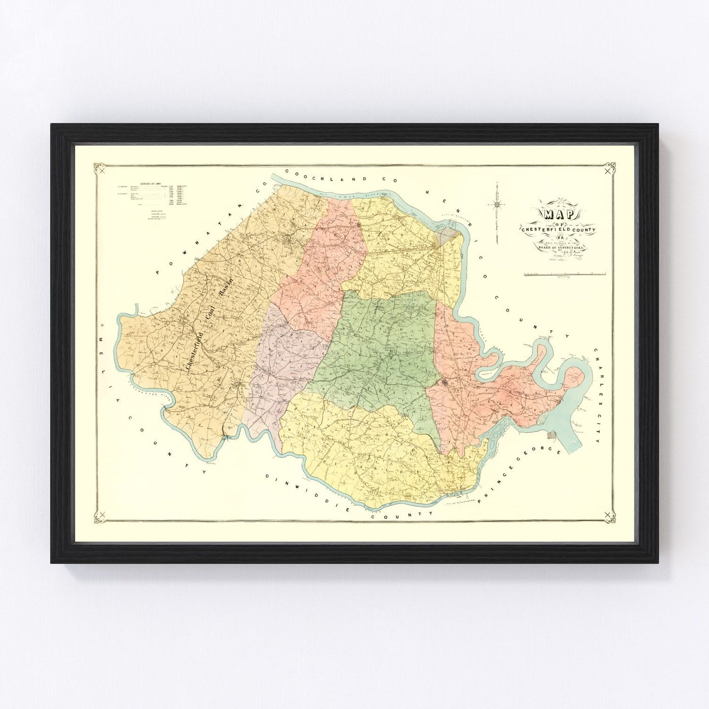 Chesterfield County Vintage Map 1888