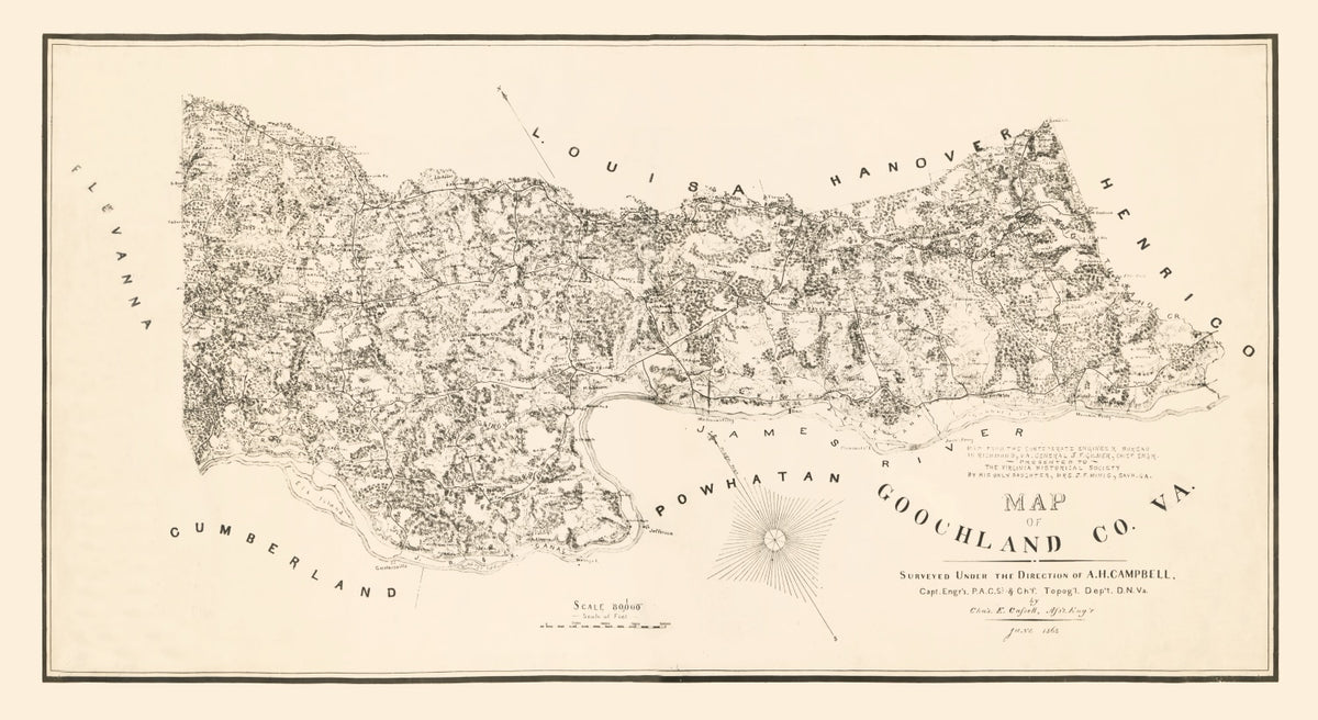 Preview of Vintage Map of Goochland County, Virginia 1863