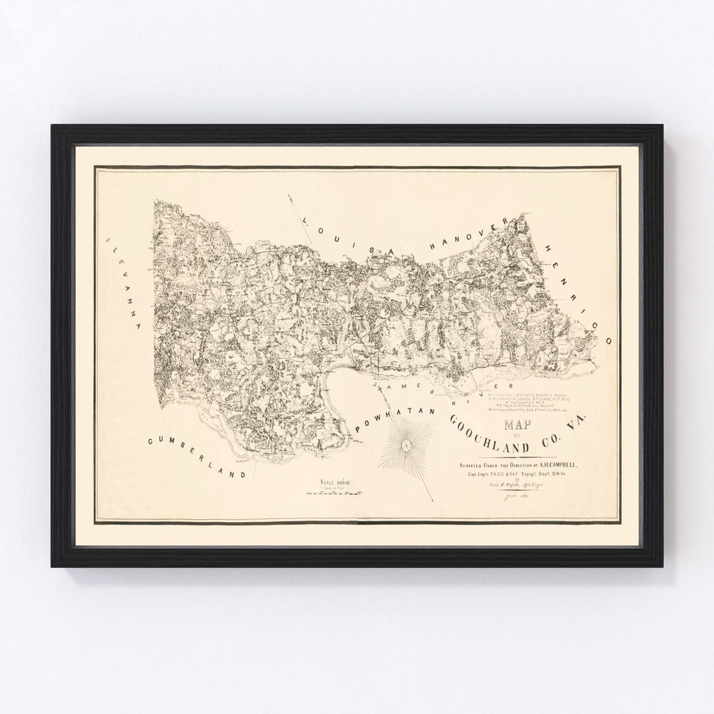 Goochland County Vintage Map 1863