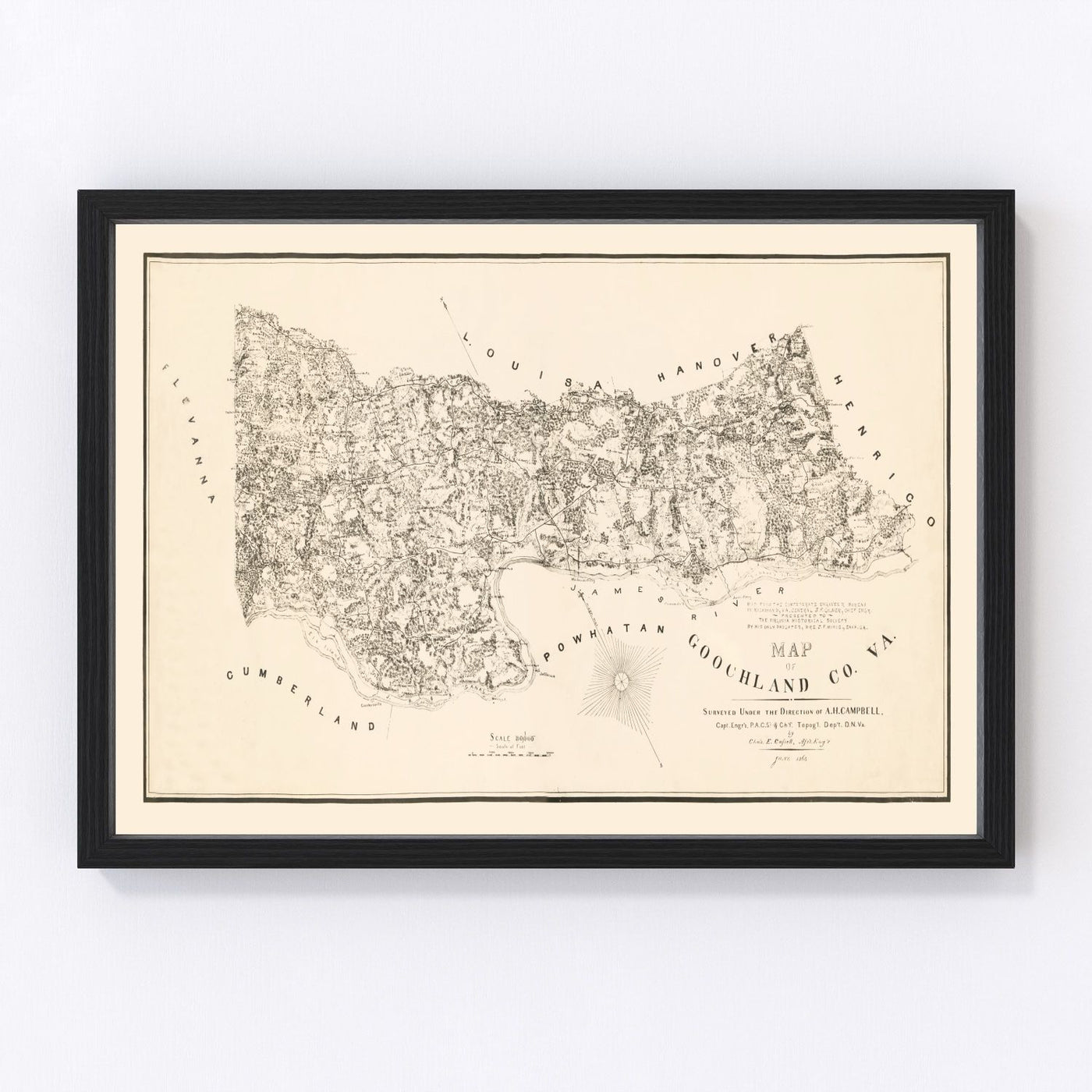 Goochland County Vintage Map 1863