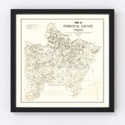 Powhatan County Vintage Map 1864