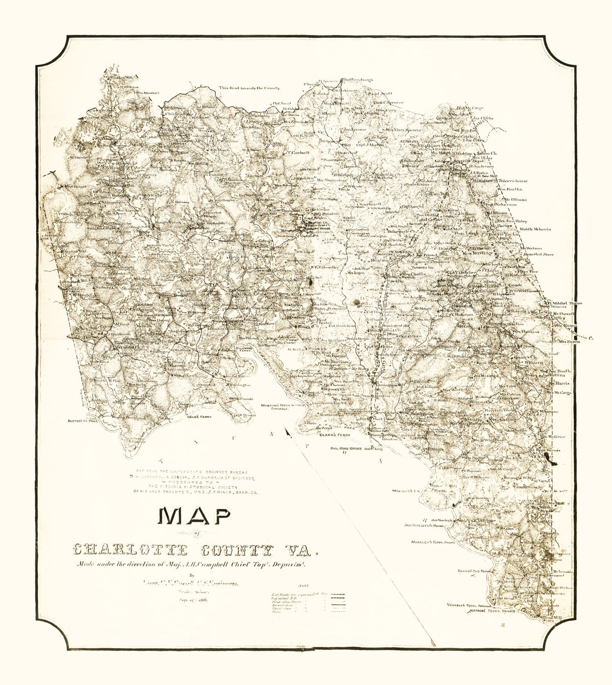 Preview of Vintage Map of Charlotte County, Virginia 1864