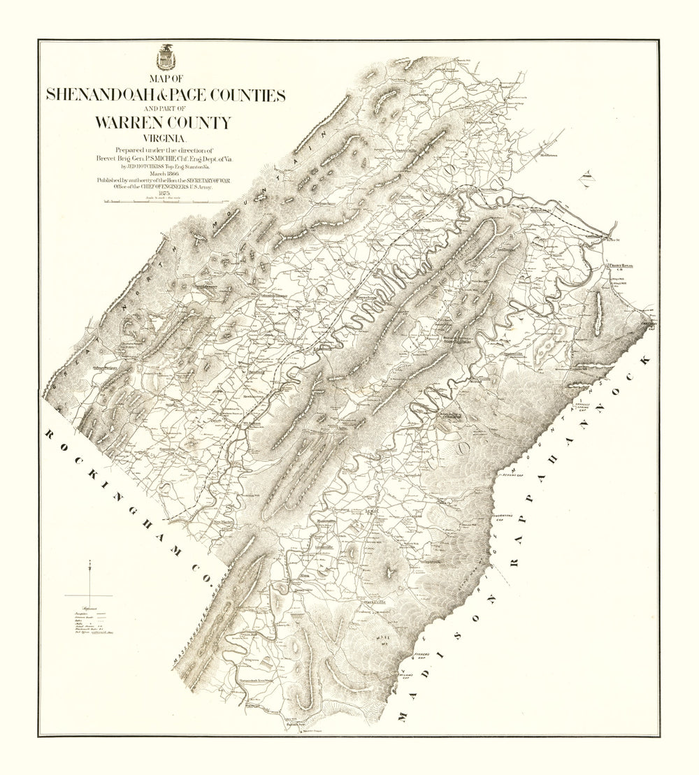 Vintage Map of Shenandoah & Page County, Virginia 1875 print style example