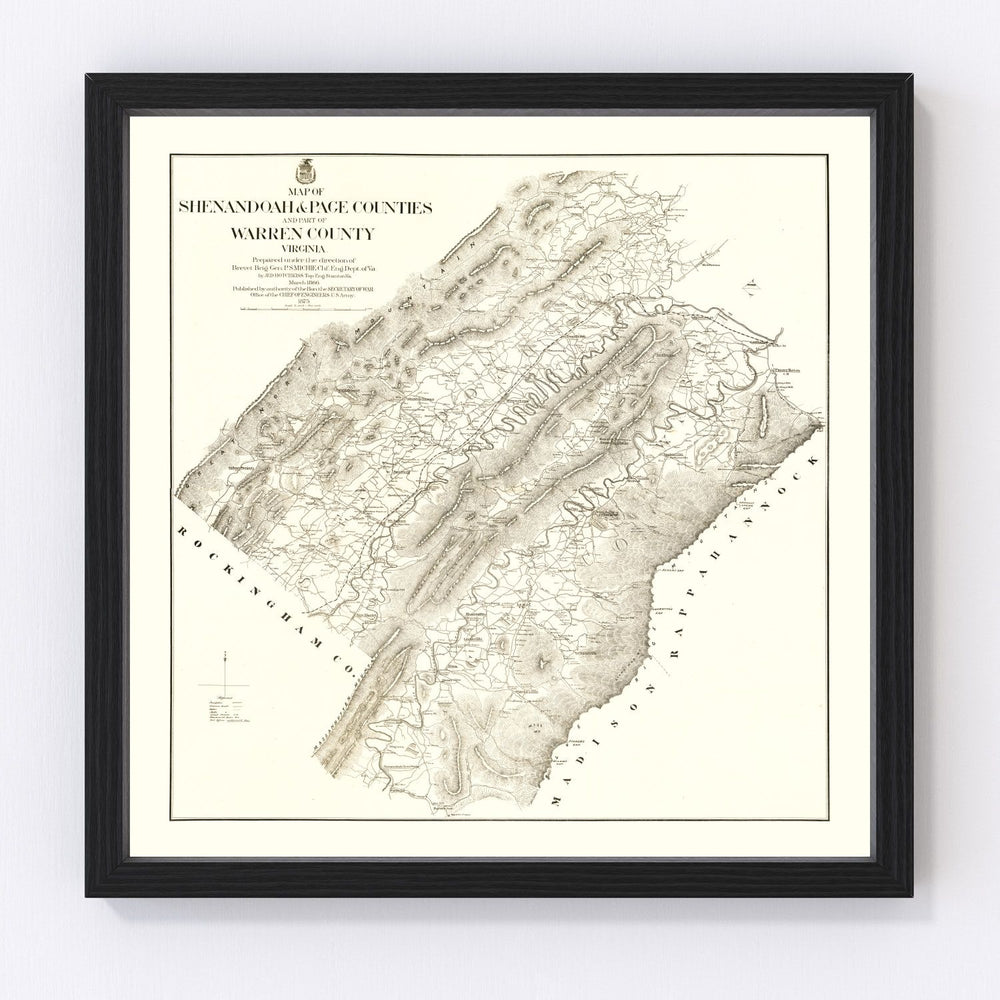 Shenandoah & Page County Vintage Map 1875
