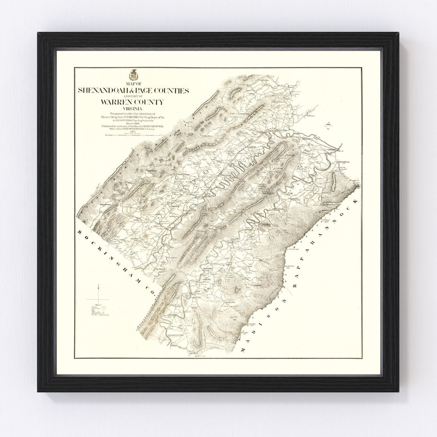 Vintage Map of Shenandoah & Page County, Virginia 1875