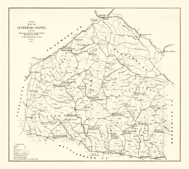Size comparison using Vintage Map of Lunenburg County, Virginia 1871