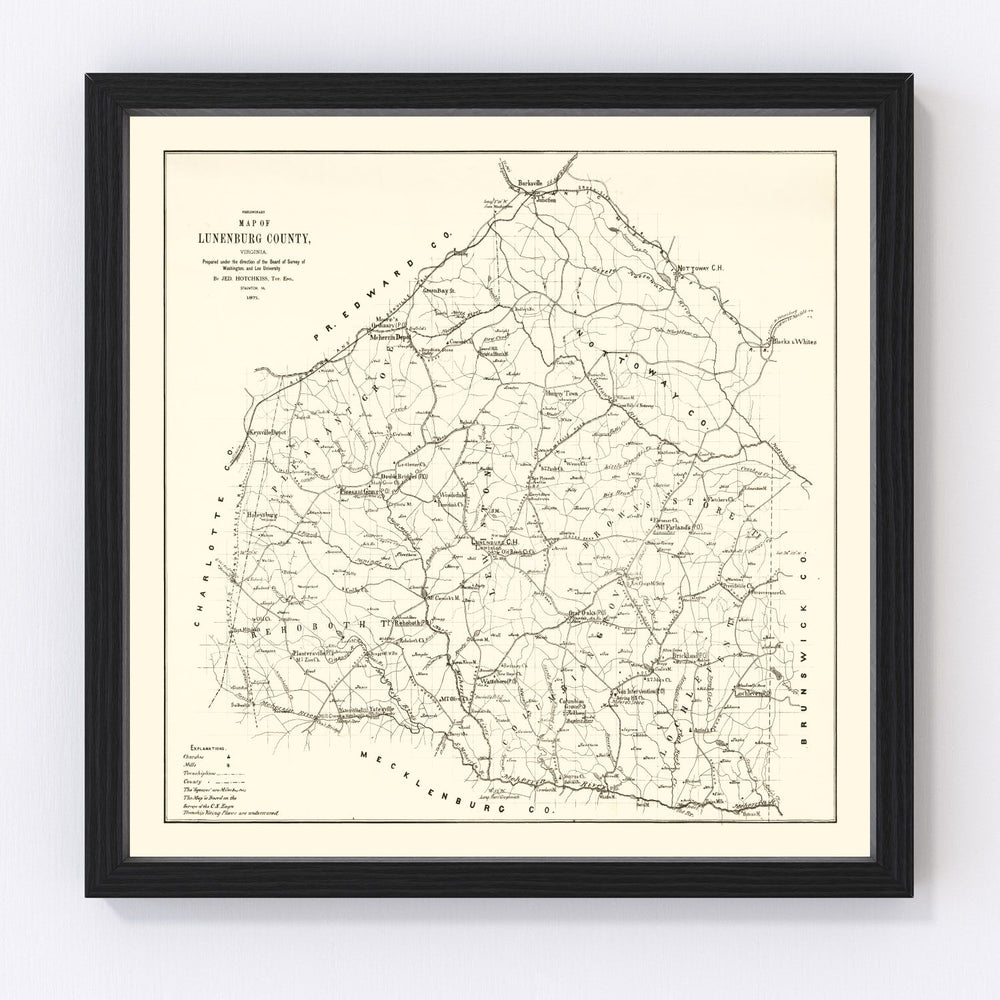 Lunenburg County Vintage Map 1871