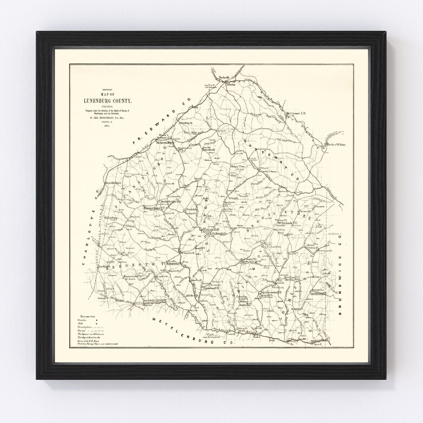Lunenburg County Vintage Map 1871