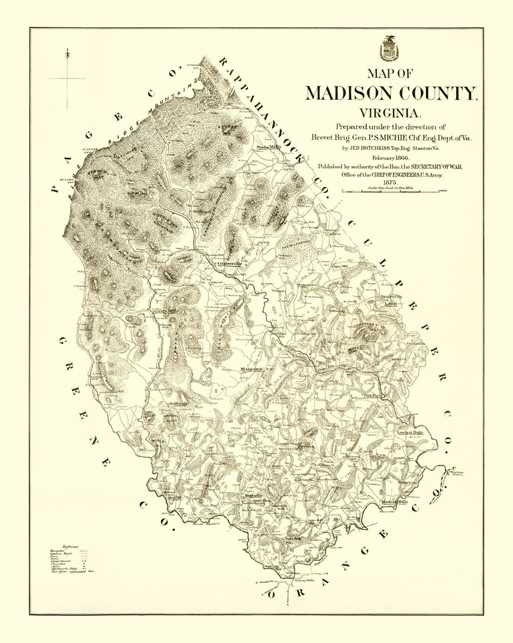 Vintage Map of Madison County, Virginia 1875 print style example