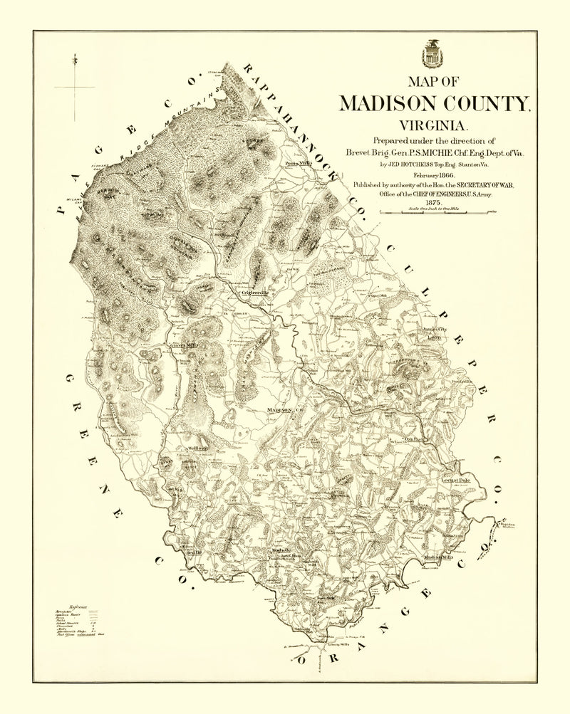 Size comparison using Vintage Map of Madison County, Virginia 1875