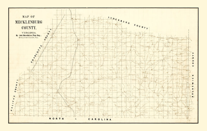 Size comparison using Vintage Map of Mecklenburg County, Virginia 1860