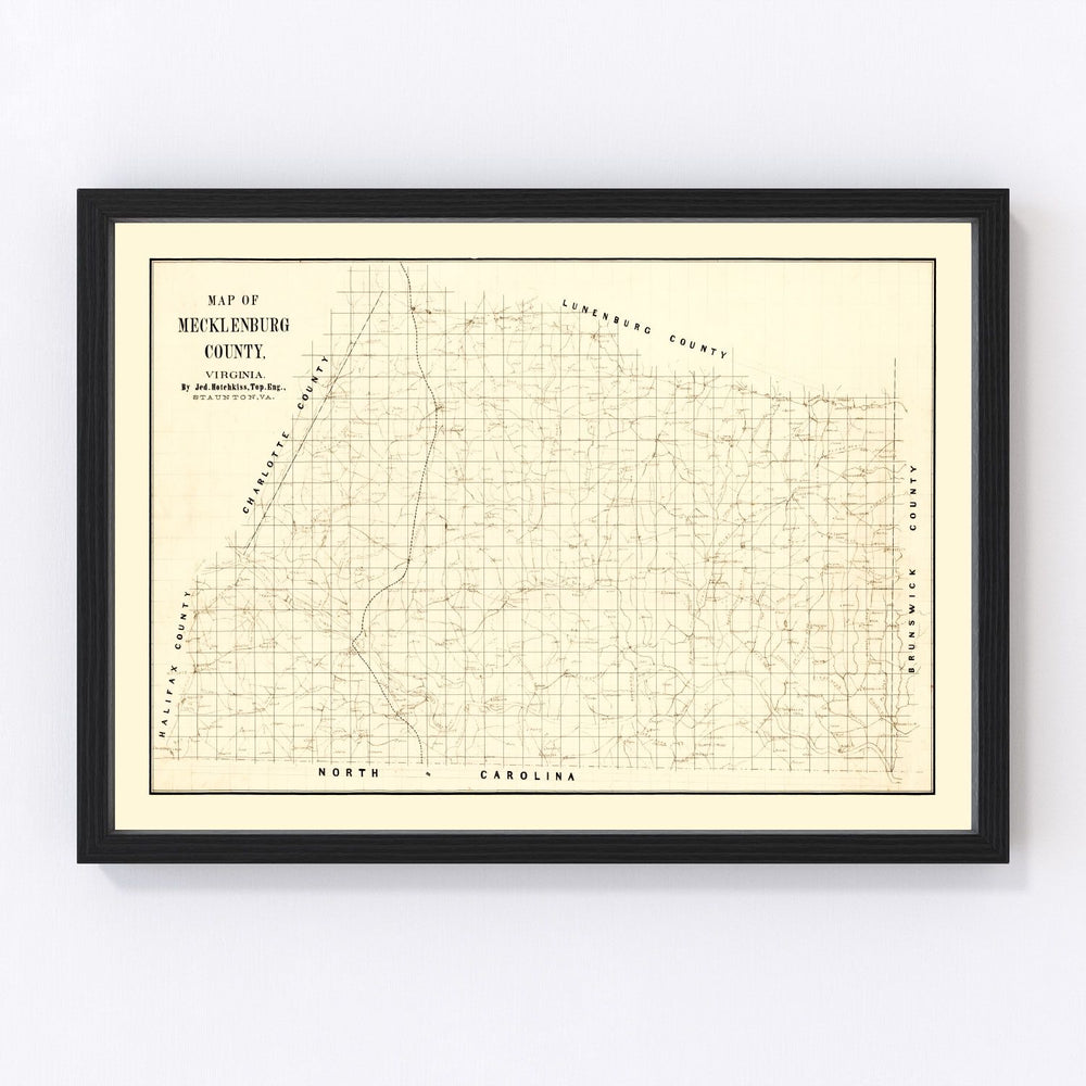 Mecklenburg County Vintage Map 1860