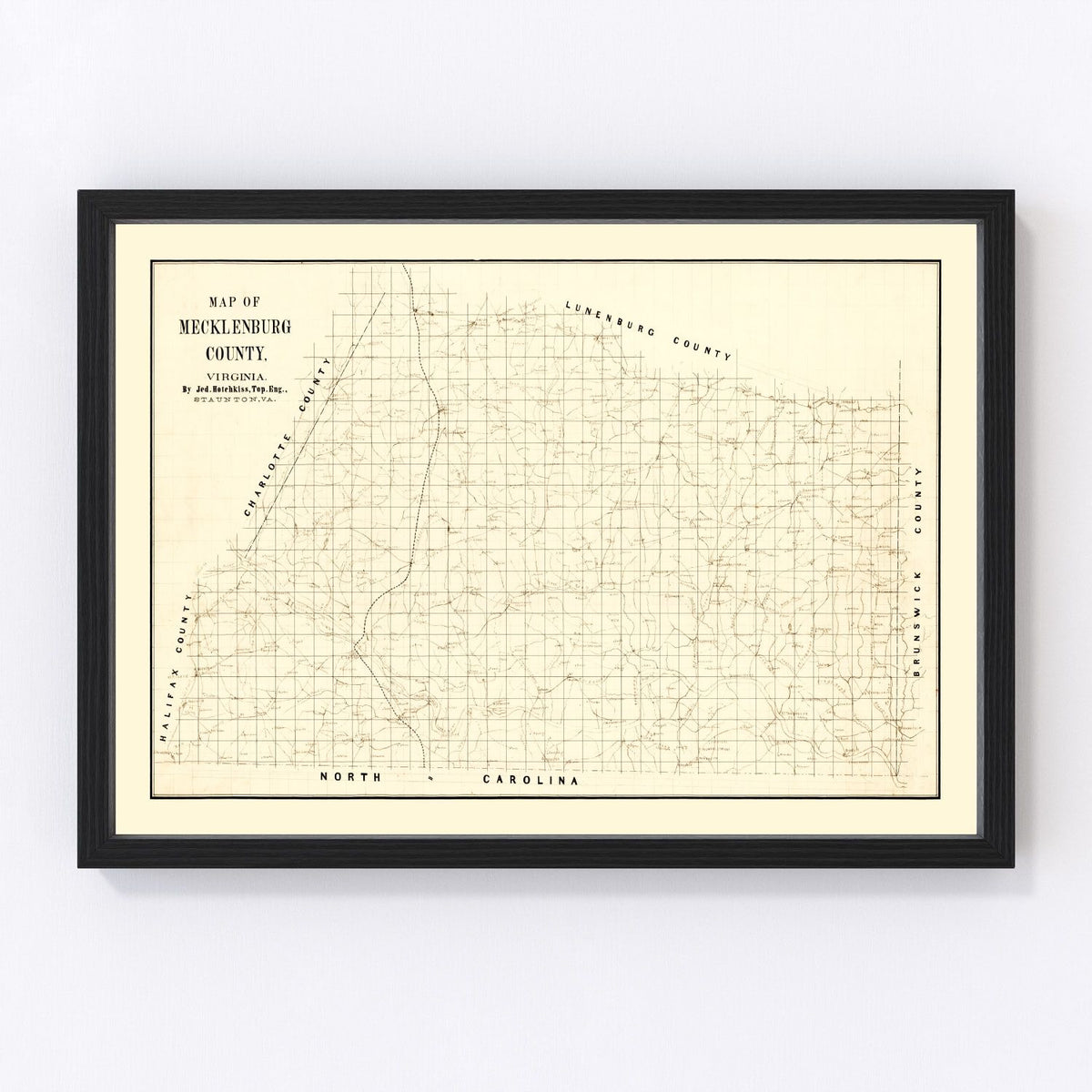 Mecklenburg County Vintage Map 1860