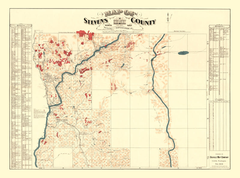 Size comparison using Vintage Map of Stevens County, Washington 1900