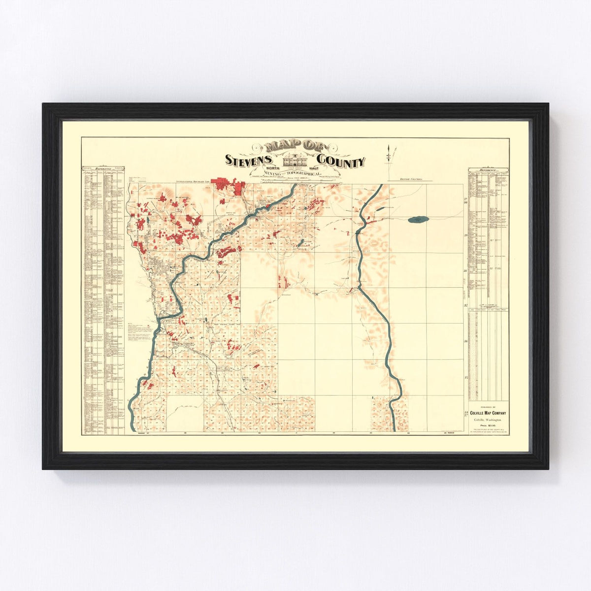 Stevens County Vintage Map 1900