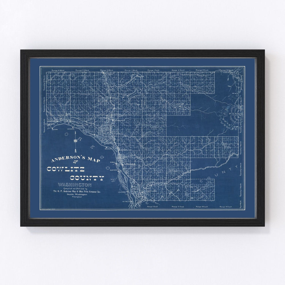 Cowlitz County Vintage Map 1897