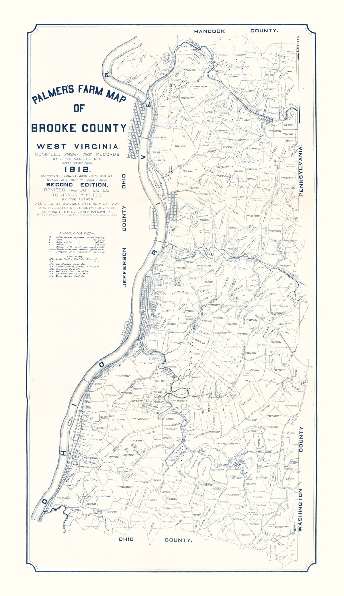Preview of Vintage Map of Brooke County, West Virginia 1912