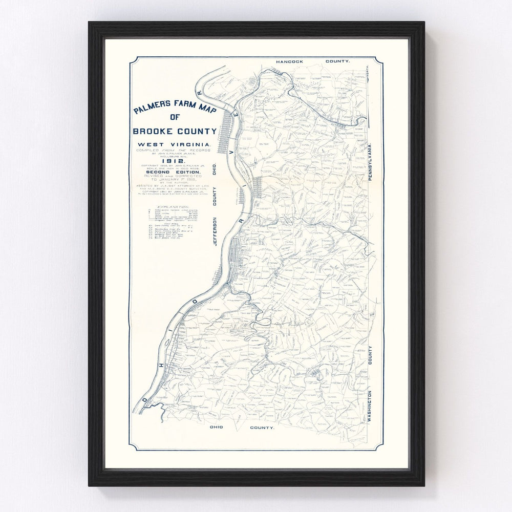 Brooke County Vintage Map 1912