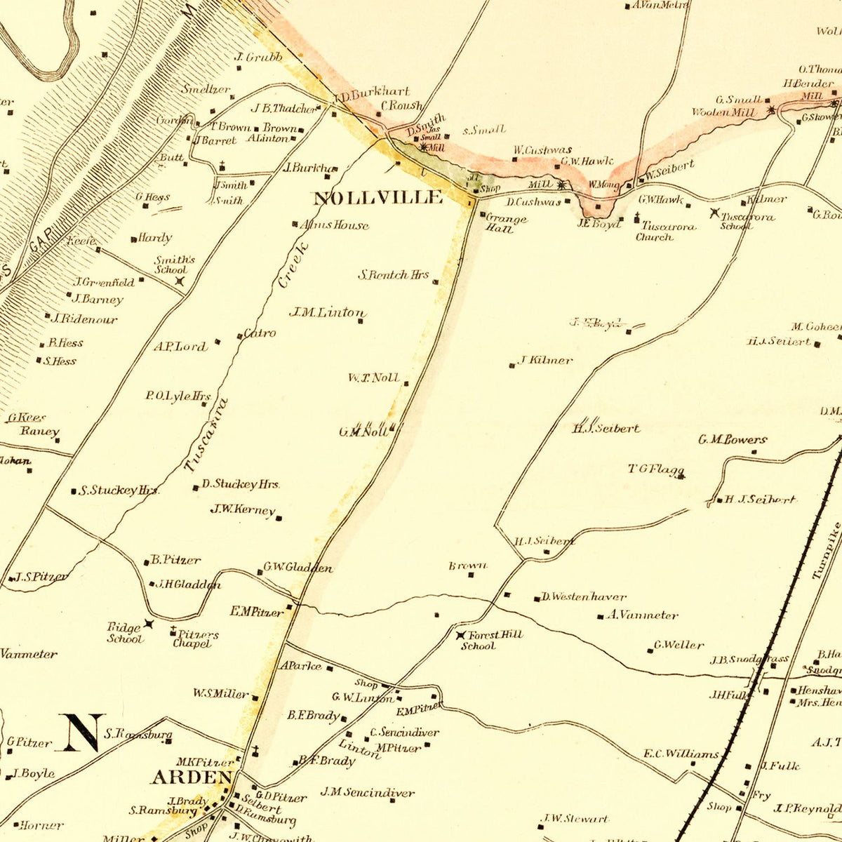 Restored historic details from the 1894 county map of Berkeley County, West Virginia