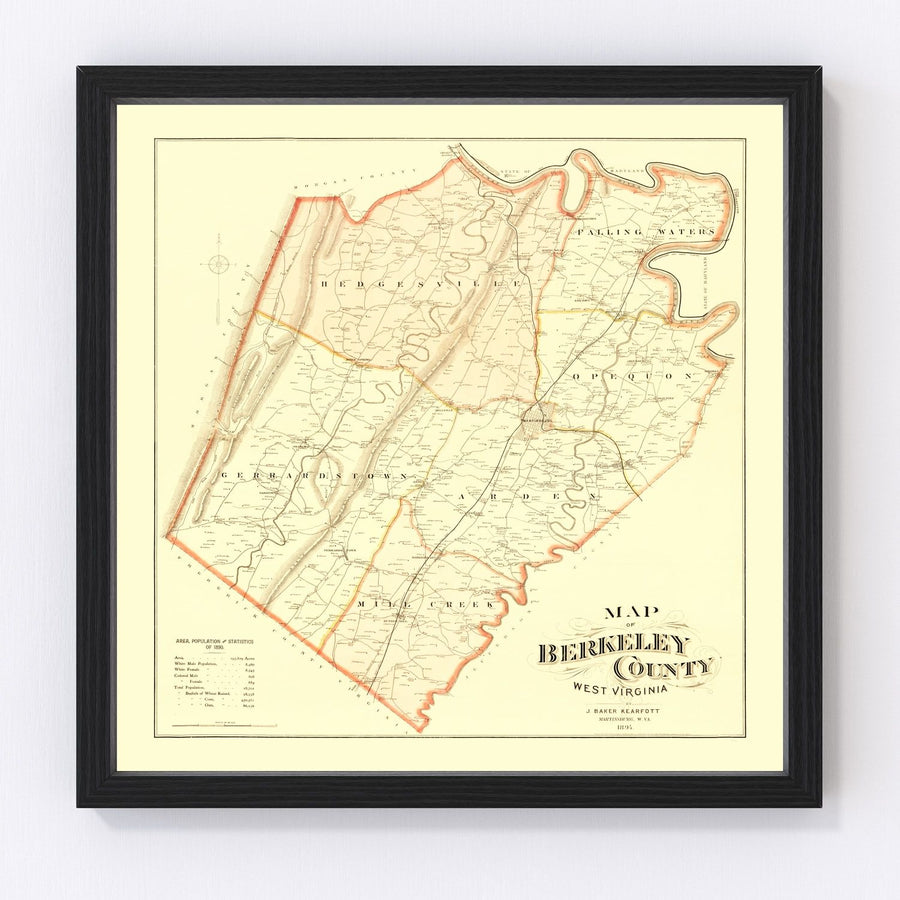 Vintage Map of Berkeley County, West Virginia 1894