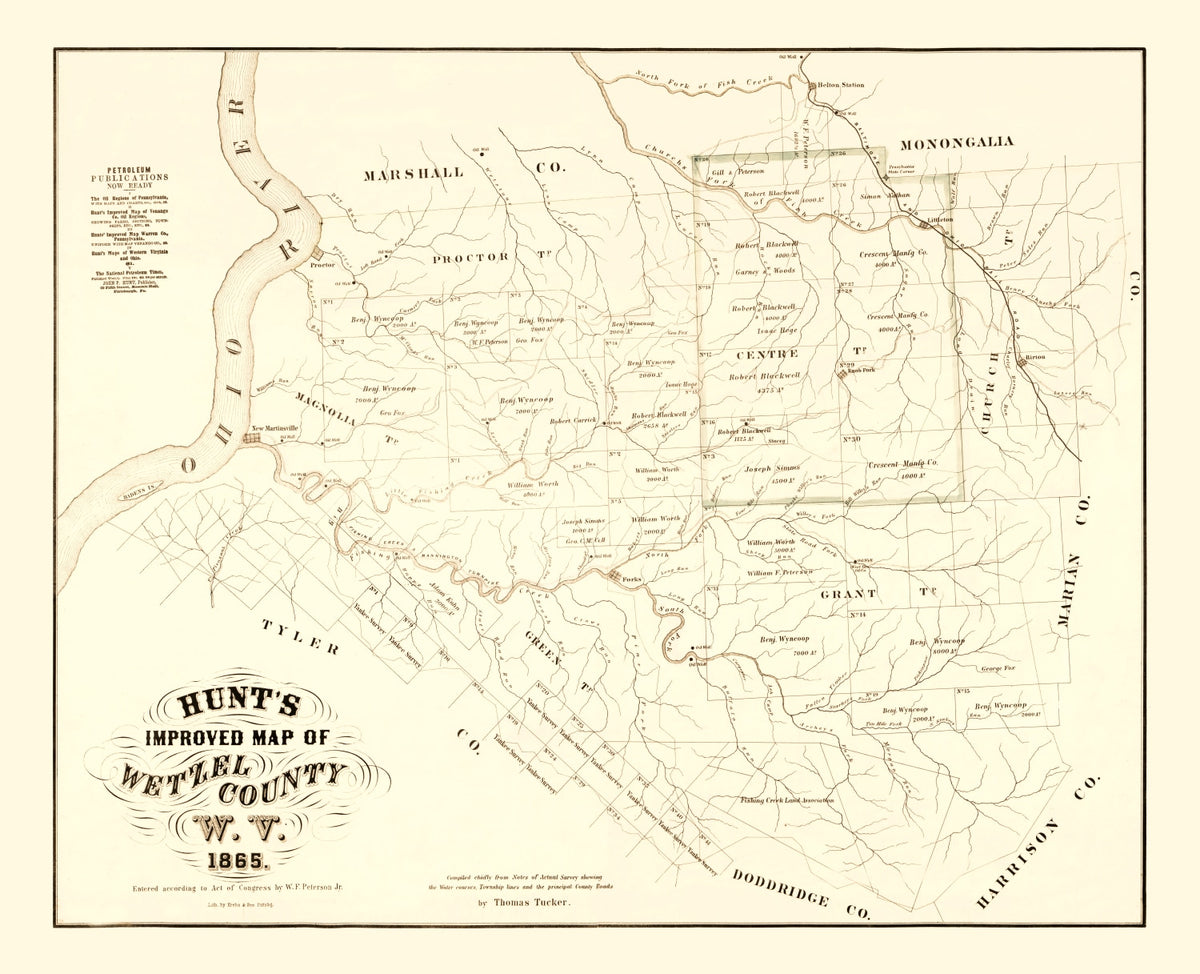 Preview of Vintage Map of Wetzel County, West Virginia 1865