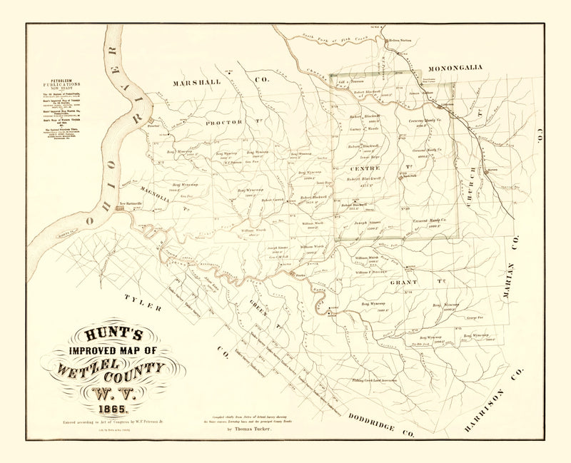Size comparison using Vintage Map of Wetzel County, West Virginia 1865