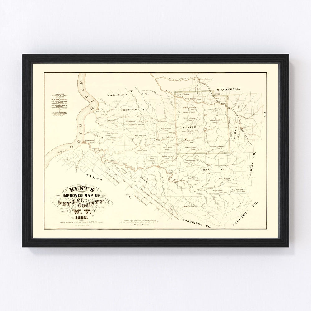 Wetzel County Vintage Map 1865