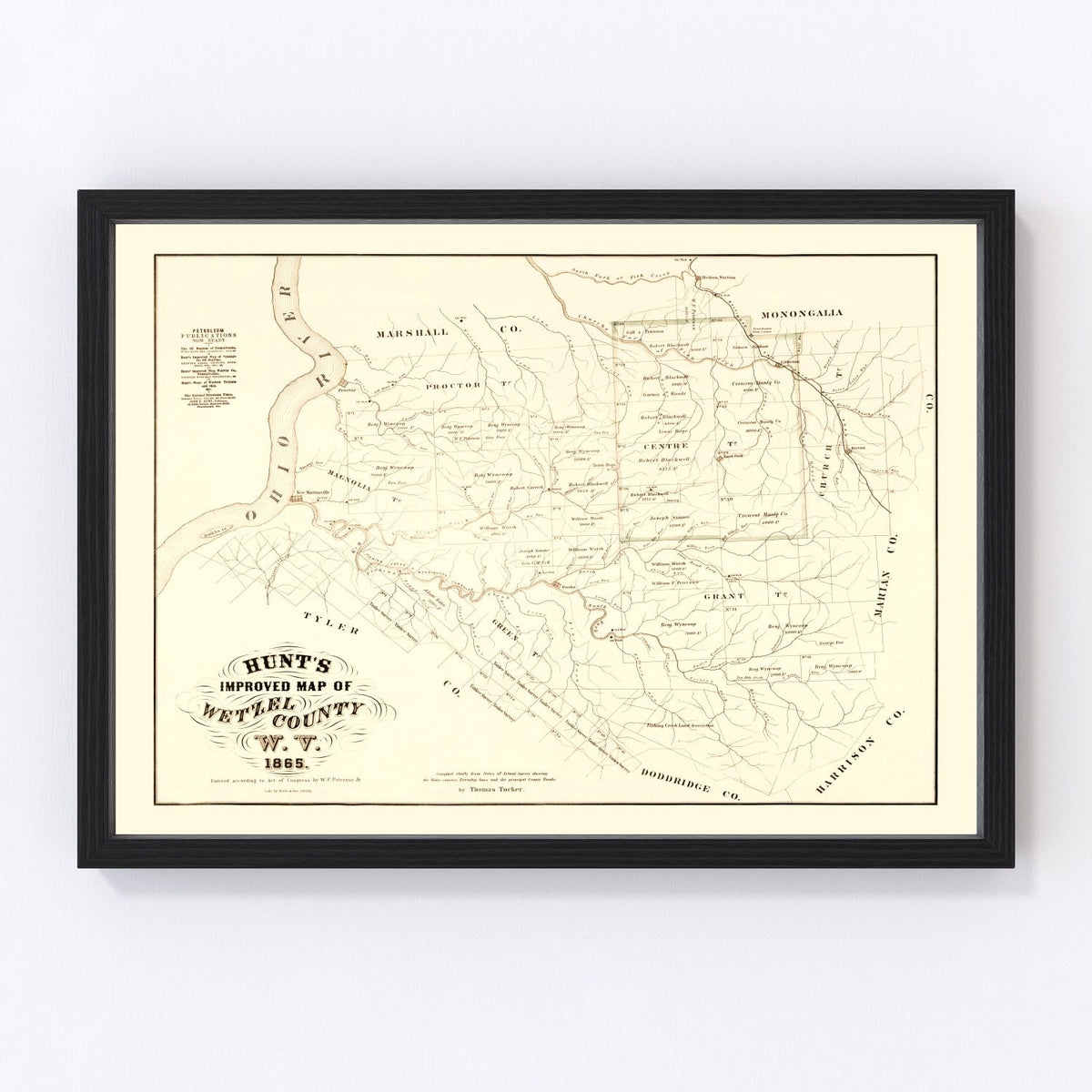 Wetzel County Vintage Map 1865