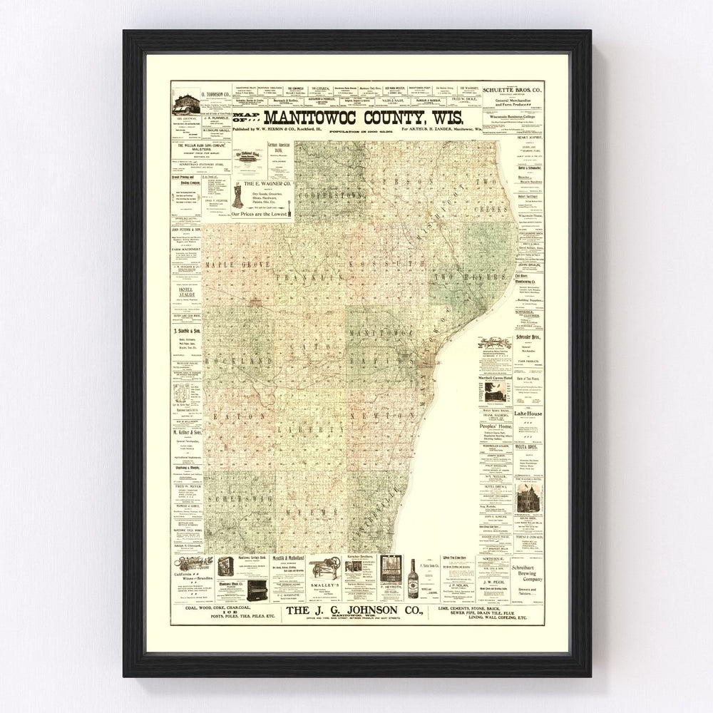 Manitowac County Vintage Map 1902