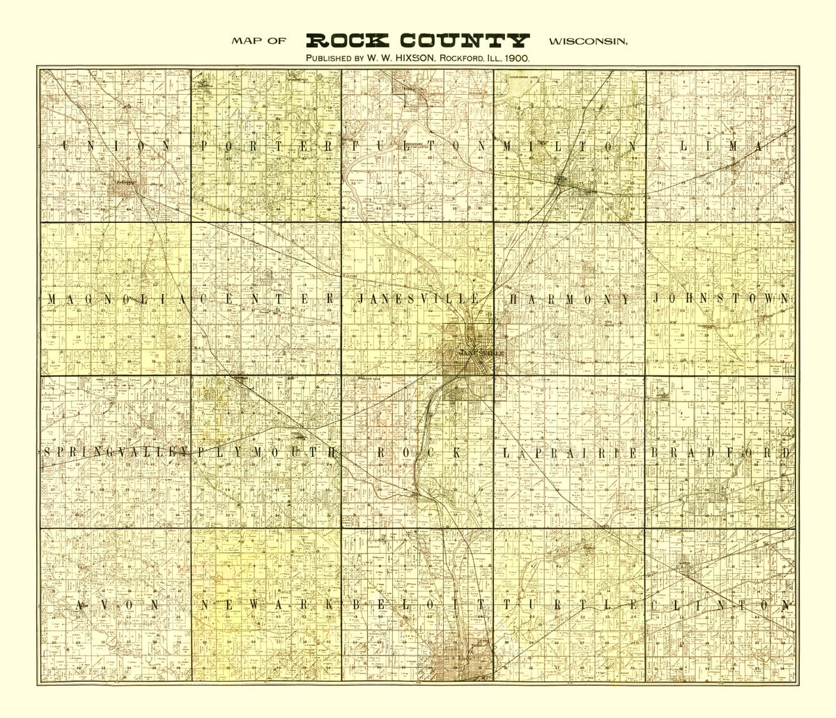 Preview of Vintage Map of Rock County, Wisconsin 1900